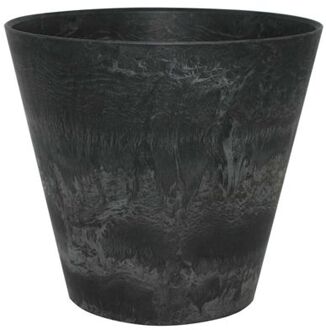 Ter Steege Plantenpot/bloempot in een natuursteen look Dia 17 cm en Hoogte 15 cm zwart - Plantenpotten