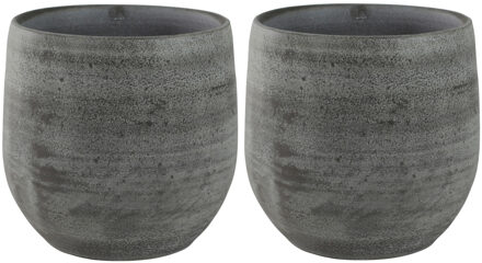 Ter Steege Plantenpot/bloempot in een strakke Modern design look mystic grijs Dia 18 cm en Hoogte 16 cm