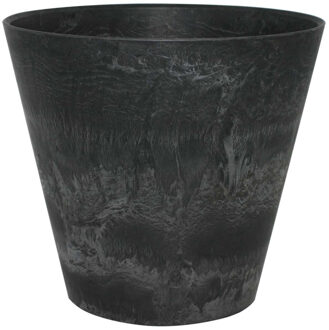 Ter Steege Plantenpot/bloempot - natuursteen look zwart - D17 x H15 cm