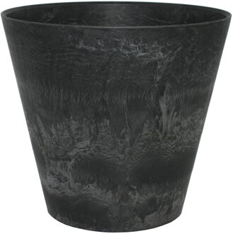 Ter Steege Plantenpot/bloempot - natuursteen look zwart - D22 x H20 cm