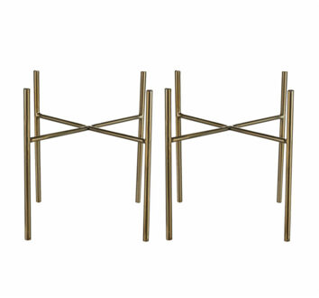 Ter Steege Plantenpot/bloempot plantenstandaard/verhoger - 2x - goud - H16 x B17 cm