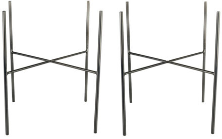 Ter Steege Plantenpot/bloempot plantenstandaard/verhoger - 2x - zilver - H25 x B25 cm
