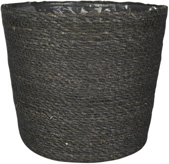 Ter Steege Plantenpot/bloempot van jute/zeegras diameter 22 cm en hoogte 19 cm grijs