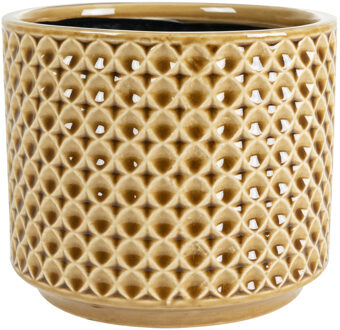 Ter Steege Plantenpot Cairo - keramiek - mosterd geel - 13x13cm