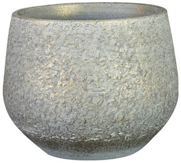 Ter Steege Plantenpot - keramiek - metallic zilvergrijs/gold finish - 16x13cm