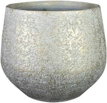 Ter Steege Plantenpot - keramiek - metallic zilvergrijs/gold finish -23x20cm