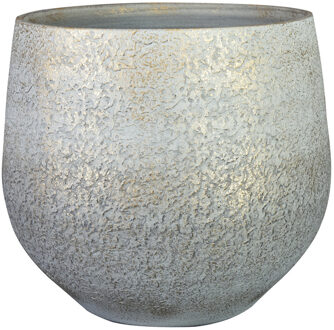 Ter Steege Plantenpot - keramiek - metallic zilvergrijs/gold finish -23x25cm