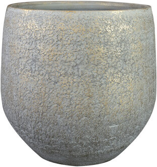 Ter Steege Plantenpot - keramiek - metallic zilvergrijs/gold finish - 36x33cm