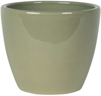 Ter Steege Steege Bloempot - groen - Scandinavische look - glanzend - keramiek - 16 x 13 cm