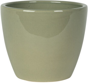 Ter Steege Steege Bloempot - groen - Scandinavische look - glanzend - keramiek - 18 x 16 cm