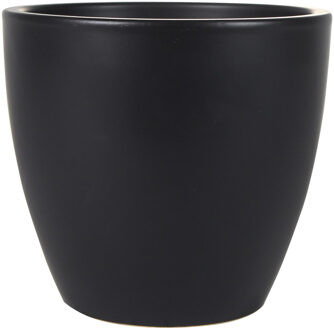 Ter Steege Steege Plantenpot/bloempot - keramiek - zwart - glanzend - 24x22 cm - Plantenpotten