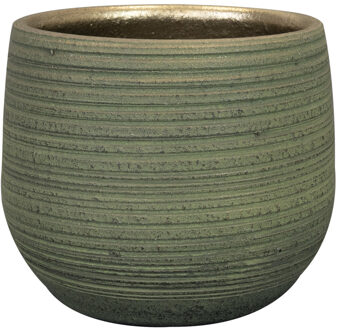 Ter Steege Steege Plantenpot - keramiek - donkergroen - stripes - D15xH13 cm