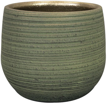 Ter Steege Steege Plantenpot - keramiek - donkergroen - stripes - D18xH16 cm