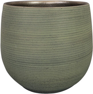 Ter Steege Steege Plantenpot - keramiek - donkergroen - stripes - D36xH32 cm