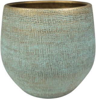 Ter Steege Steege Plantenpot - moderne look - shiny blauw - D31 x H28 cm - Bloempotten - Keramiek