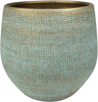 Ter Steege Steege Plantenpot - moderne look - shiny blauw - D36 x H32 cm - Bloempotten - Keramiek