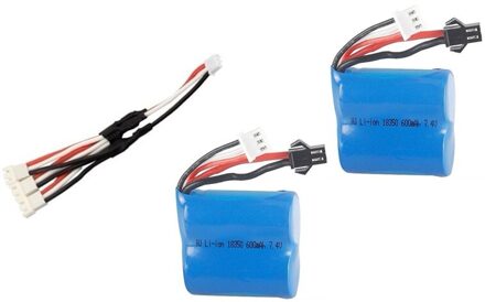 Teranty 7.4v 600mAh 18350 batterij Lader Sets voor H100 H102 7.4v Li-Ion Batterij voor JJRC S1 S2 s3 S4 S5 Hoge Snelheid RC boot zilver