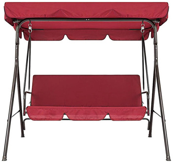 Terrace Swing 2 Pieces / Set Universal Garden Chair Dustproof 3-Seater Outdoor Cover (Red)