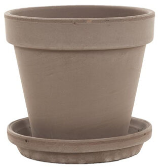 Terracotta pot met schotel (taupe) - P25