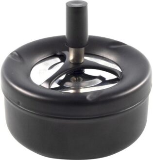 Terras asbak - mat zwart - RVS - D12 x H7 cm - drukasbak - Asbakken