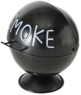 Terras asbak Smoke - met klepje - zwart - metaal - 15 cm - binnen/buiten