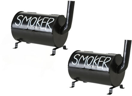 Terras asbak Smoker - 2x stuks - zwart - 20 x 11 x 17 cm - Buiten asbakken - Tafelaccessoires - Tuin