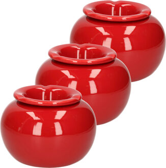 Terras asbak/stormasbak - 3x - rond - keramiek - 16 x 11 cm - rood - Buiten asbakken