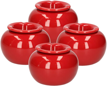 Terras asbak/stormasbak - 4x - rond - keramiek - 16 x 11 cm - rood - Buiten asbakken