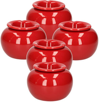 Terras asbak/stormasbak - 5x - rond - keramiek - 16 x 11 cm - rood - Buiten asbakken