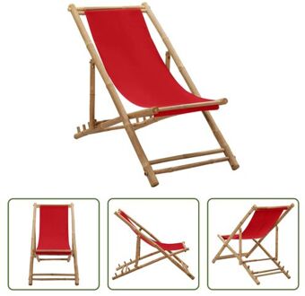 Terrasstoel - Bamboe - 60 x (108-123) x (62-93) cm - Rood