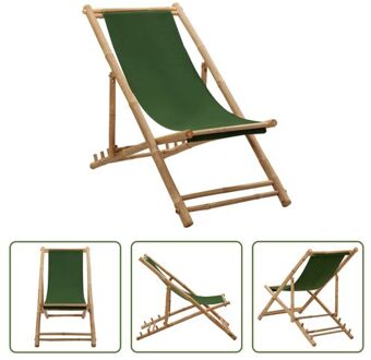 Terrasstoel - Campingstoel - Groen - 60 x (108-123) x (62-93) cm - Bamboe