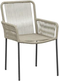 Terrasstoel Gerona - Naturel/antraciet - Metaal/Polyester - Beige#Grijs - 67x57x85 Cm