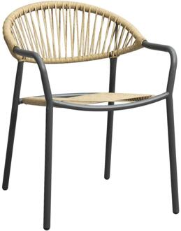 Terrasstoel Palamos - Naturel/antraciet - Metaal/Kunststof - Grijs - 62x57x78 Cm