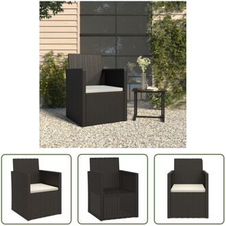 Terrasstoel - PE-rattan - 53 x 57 x 75 cm - Zwart - Crèmewit kussen