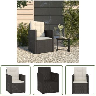 Terrasstoel PE-rattan - 53 x 57 x 75 cm - zwart - crèmewit kussen