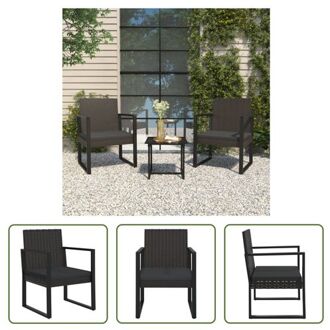 Terrasstoel Rattan - Zwarte Tuinstoel - 51.5 x 57 x 74.5 cm - Inclusief kussen