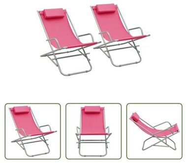 Terrasstoelen - Set van 2 - Roze - 69 x 61 x 94 cm - Draagvermogen 120 kg