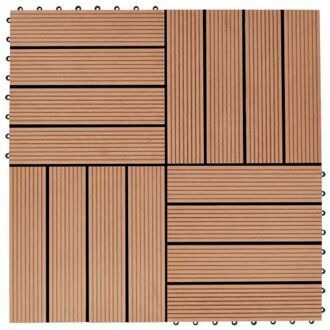 Terrastegels 30x30 cm 1 m² HKC teakkleur 11 st Bruin