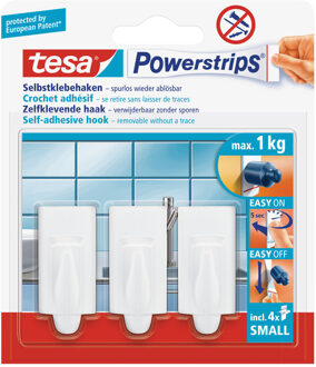 tesa 12x Tesa Powerstrips haken trend small - Klusbenodigdheden - Huishouden - Verwijderbare haken - Opplak haken 3 stuks