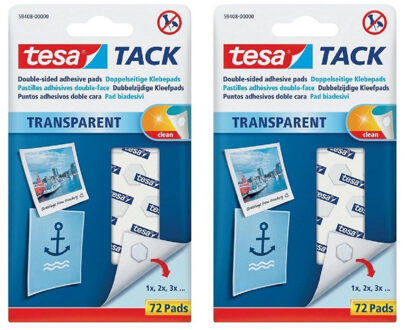 tesa 144x Tesa Tack plakrondjes/pads - Zelfklevend/dubbelzijdig tape - Plakrondjes/pads voor o.a. foto's, tekeningen en kaarten