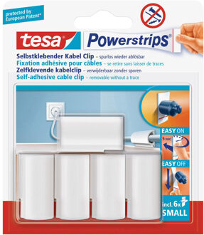 tesa 15x Tesa kabelclips/klemmen Powerstrips - Klusbenodigdheden - Tesa - Kabelclips/kabelklemmen/kabelbinders - Tv/radio kabels verbergen/ordenen