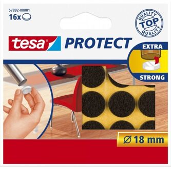 tesa 16x stuks Tesa antikrassen meubelviltjes rond zelfklevend 1,8 cm bruin - Meubelviltjes