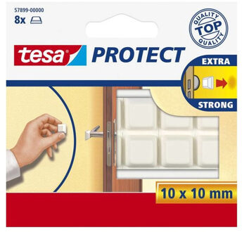 tesa 16x Tesa beschermblokjes/buffers wit 1 cm - Klusbenodigdheden - Huishouding - Stootdempers - Beschermblokken/beschermbuffers - Stootnopjes - Bescherming tegen deurklinken