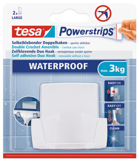 tesa 1x Powerstrips dubbele haak waterproof Tesa - Handdoekhaakjes Wit