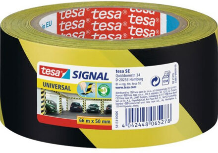 tesa 1x Tesa aanduidingtape geel met zwart 5 cm x 66 mtr - Tape (klussen) Multikleur