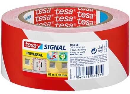 tesa 1x Tesa afzettape/markeertape rood/wit 6 cm x 66 mtr - Tape (klussen) Multikleur