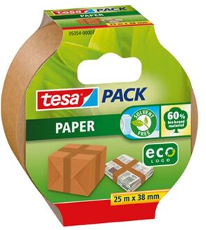 tesa 1x Tesa bruine verpakkingstape milieuvriendelijk 25 mtr x 38 mm - Tape (klussen)