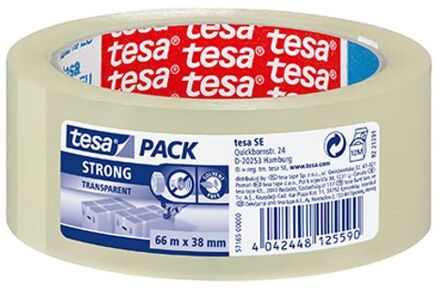 tesa 1x Tesa doorzichtige verpakkingstape sterk 66 mtr x 38 mm - Tape (klussen) Transparant