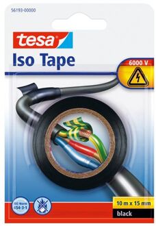 tesa 1x Tesa isolatie tape op rol zwart 10 mtr x 1,5 cm - Tape (klussen)
