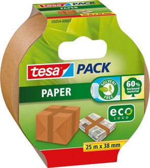 tesa 1x Tesa papieren verpakkingstape bruin 25 mtr x 38 mm verpakkingsbenodigdheden